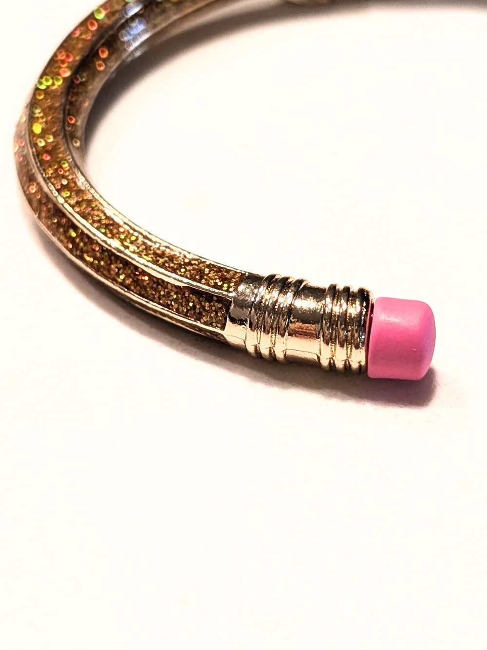 Betsey Johnson Gold Glitter Pencil Cuff Boho Preppy Bracelet